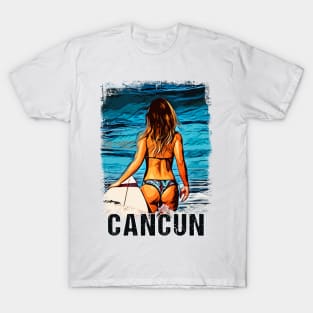 Cancun Mexico ✪ Vintage style poster ✔ Gorgeous Surfer Girl T-Shirt